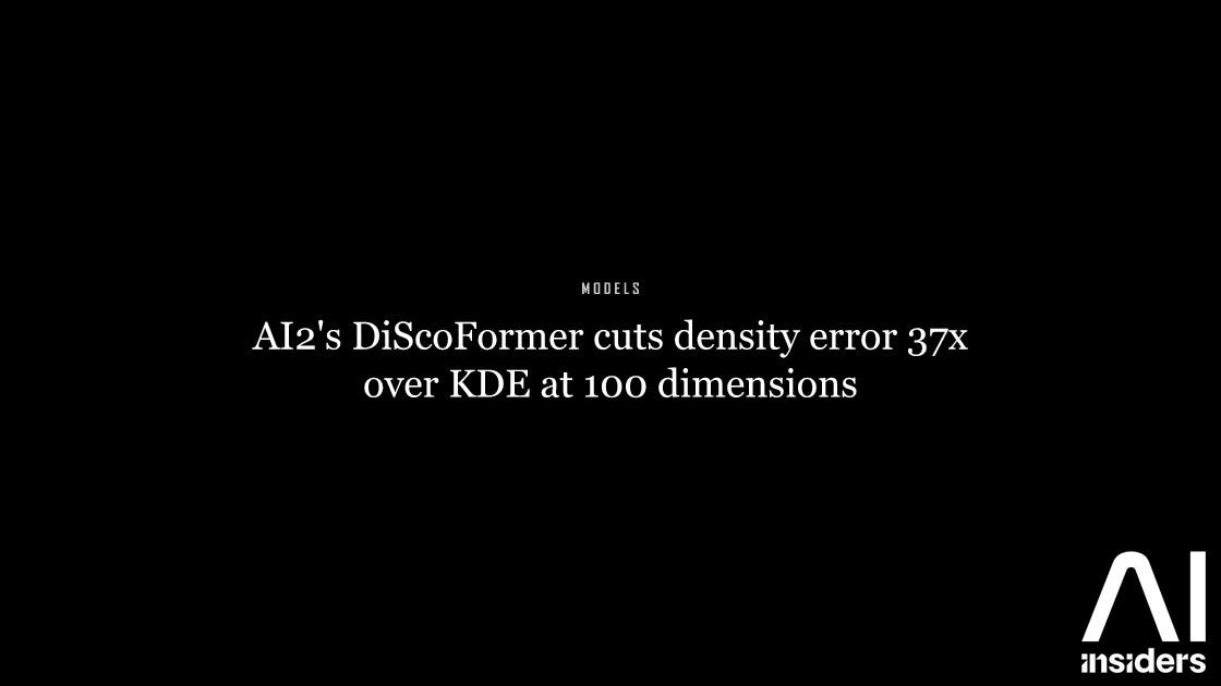 AI2's DiScoFormer cuts density error 37x over KDE at 100 dimensions — featured image for AI Insiders