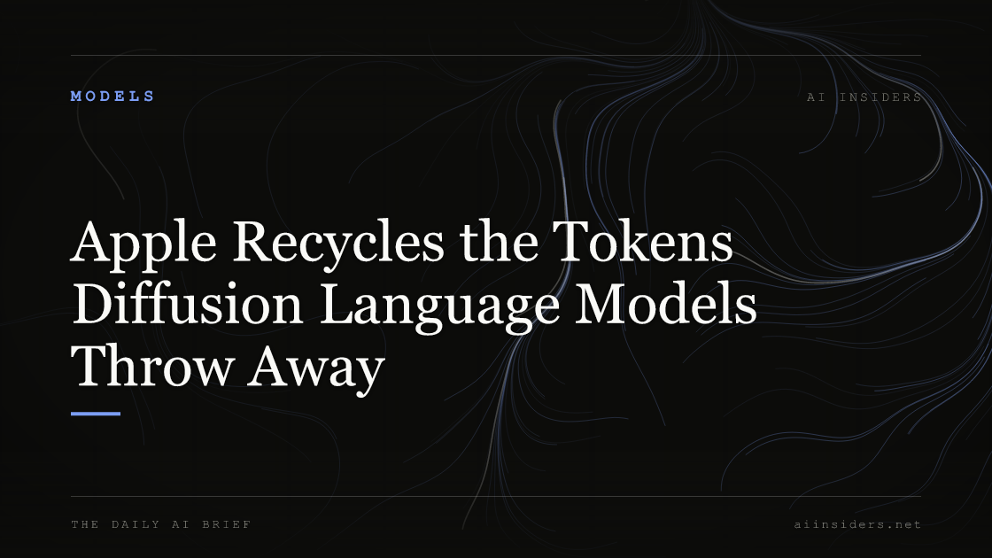 Apple Recycles the Tokens Diffusion Language Models Throw Away — featured image for AI Insiders