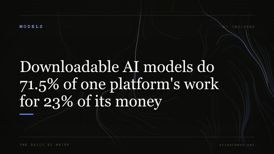 Downloadable AI models do 71.5% of one platform's work for 23% of its money, featured image for AI Insiders