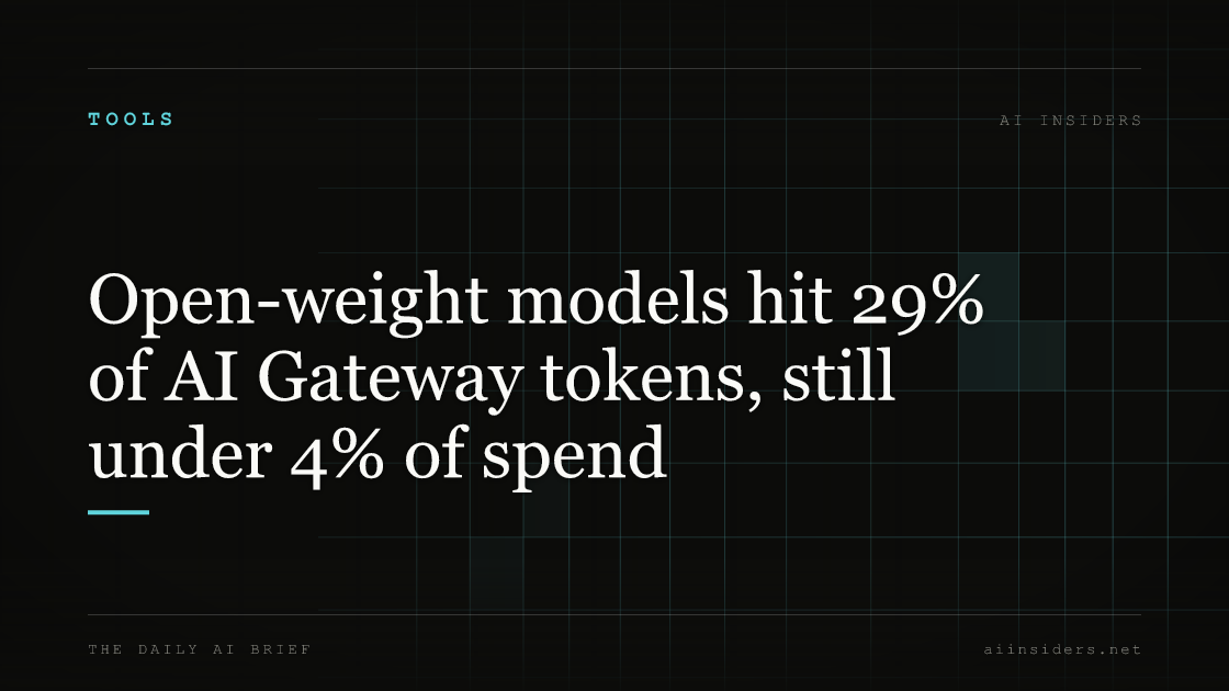 Open-weight models hit 29% of AI Gateway tokens, still under 4% of spend — featured image for AI Insiders