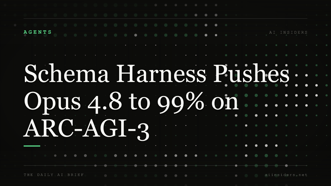 Schema Harness Pushes Opus 4.8 to 99% on ARC-AGI-3. Featured image for AI Insiders.