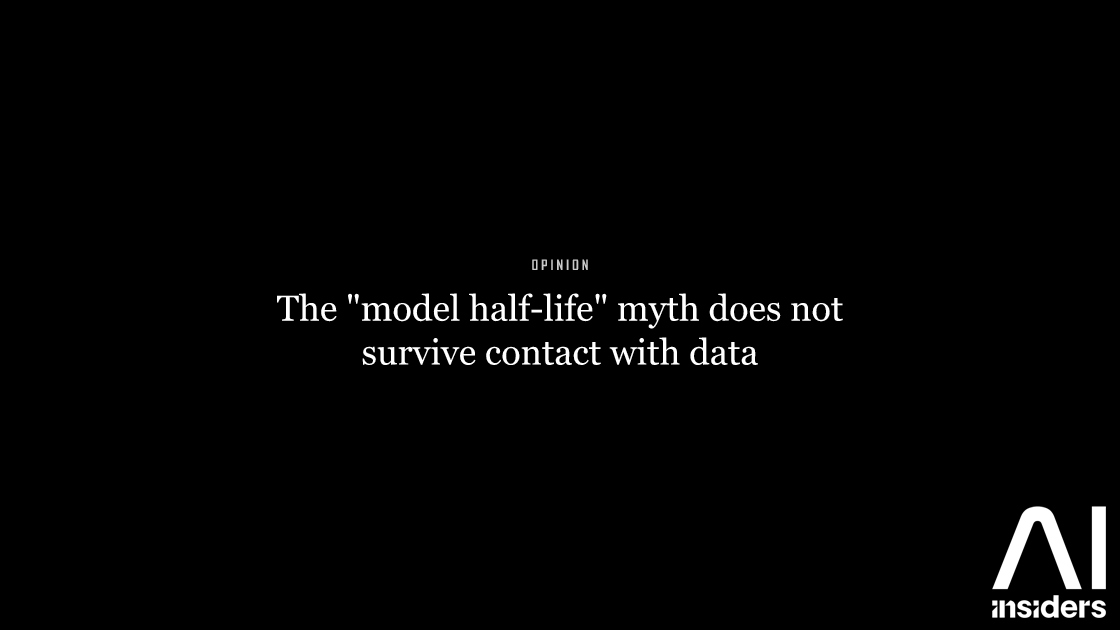 The "model half-life" myth does not survive contact with data — featured image for AI Insiders