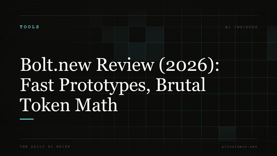 Bolt.new Review (2026): Fast Prototypes, Brutal Token Math — featured image for AI Insiders