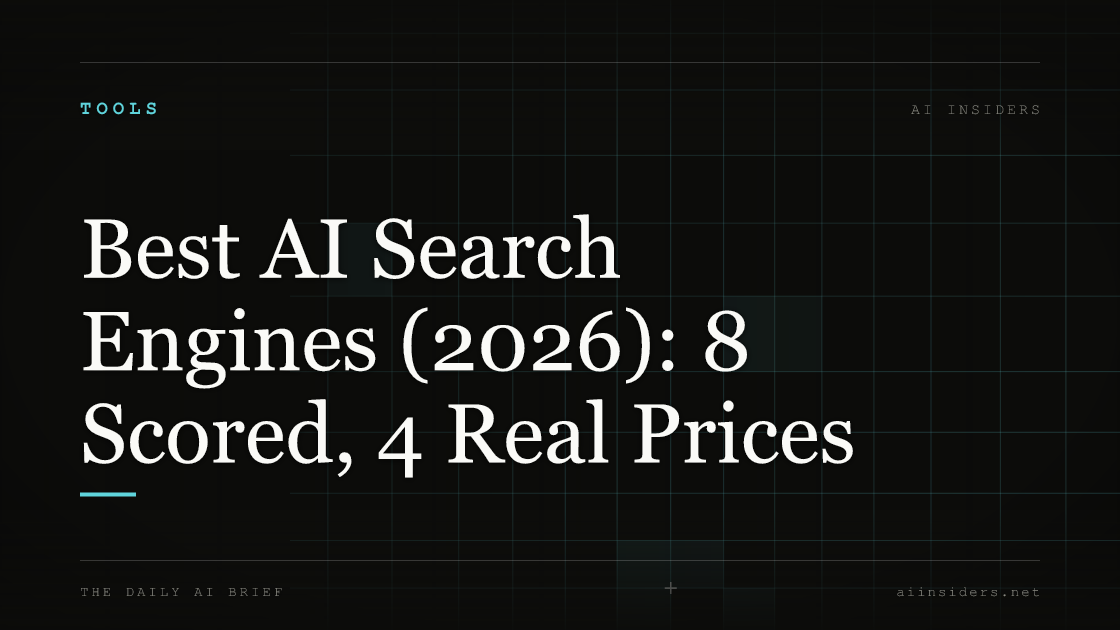 Best AI Search Engines (2026): 8 Scored, 4 Real Prices — featured image for AI Insiders