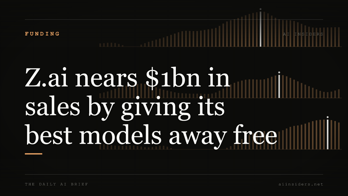 Z.ai nears $1bn in sales by giving its best models away free. Featured image for AI Insiders.